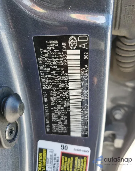 2017 Toyota Corolla L z USA, uszkodzony, nr VIN 2T1BURHE2HC825699